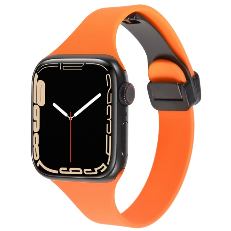 For Apple Watch 4 40mm Magnetic Buckle Slim Silicone Watch Band(Orange) - Watch Bands by PMC Jewellery | Online Shopping South Africa | PMC Jewellery