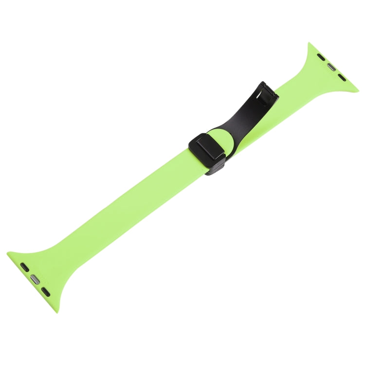 For Apple Watch 4 40mm Magnetic Buckle Slim Silicone Watch Band(Green) - Watch Bands by PMC Jewellery | Online Shopping South Africa | PMC Jewellery