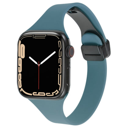 For Apple Watch 3 38mm Magnetic Buckle Slim Silicone Watch Band(Light Green) - Watch Bands by PMC Jewellery | Online Shopping South Africa | PMC Jewellery