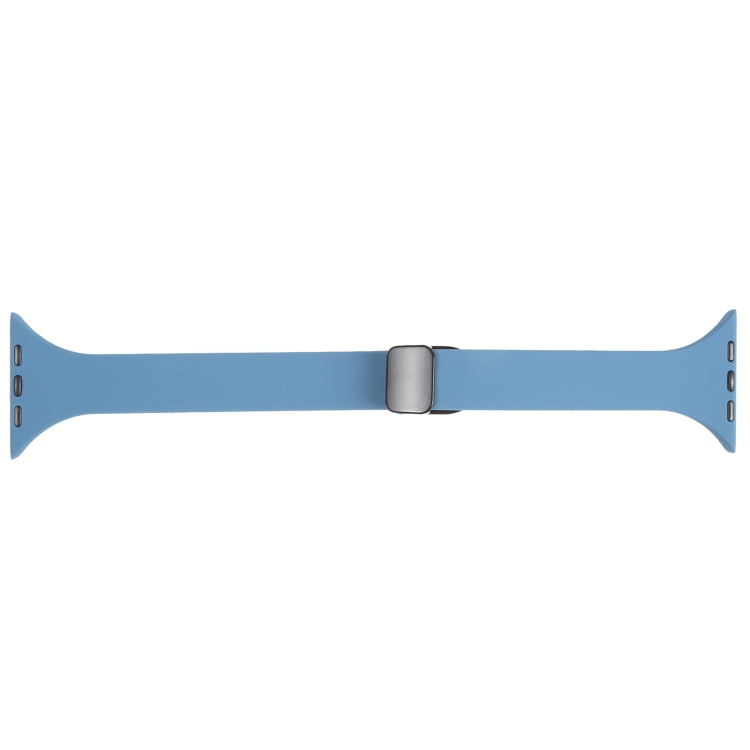 For Apple Watch 3 38mm Magnetic Buckle Slim Silicone Watch Band(Blue) - Watch Bands by PMC Jewellery | Online Shopping South Africa | PMC Jewellery