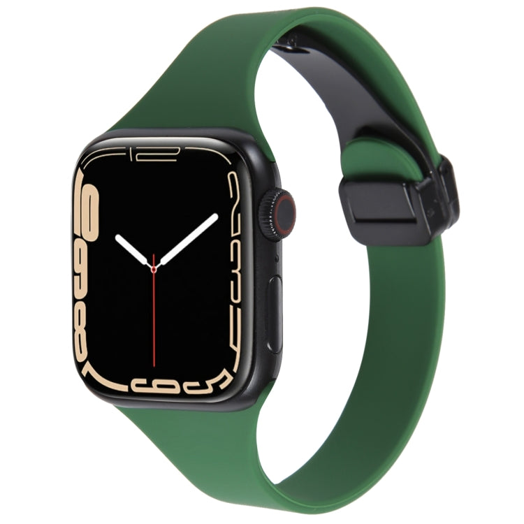 For Apple Watch 3 38mm Magnetic Buckle Slim Silicone Watch Band(Alfalfa Grass) - Watch Bands by PMC Jewellery | Online Shopping South Africa | PMC Jewellery