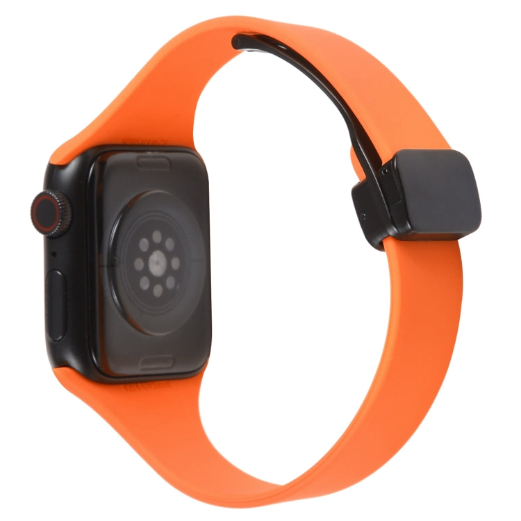 For Apple Watch 3 42mm Magnetic Buckle Slim Silicone Watch Band(Orange) - Watch Bands by PMC Jewellery | Online Shopping South Africa | PMC Jewellery