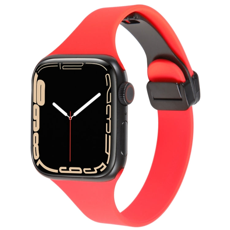 For Apple Watch 2 38mm Magnetic Buckle Slim Silicone Watch Band(Red) - Watch Bands by PMC Jewellery | Online Shopping South Africa | PMC Jewellery