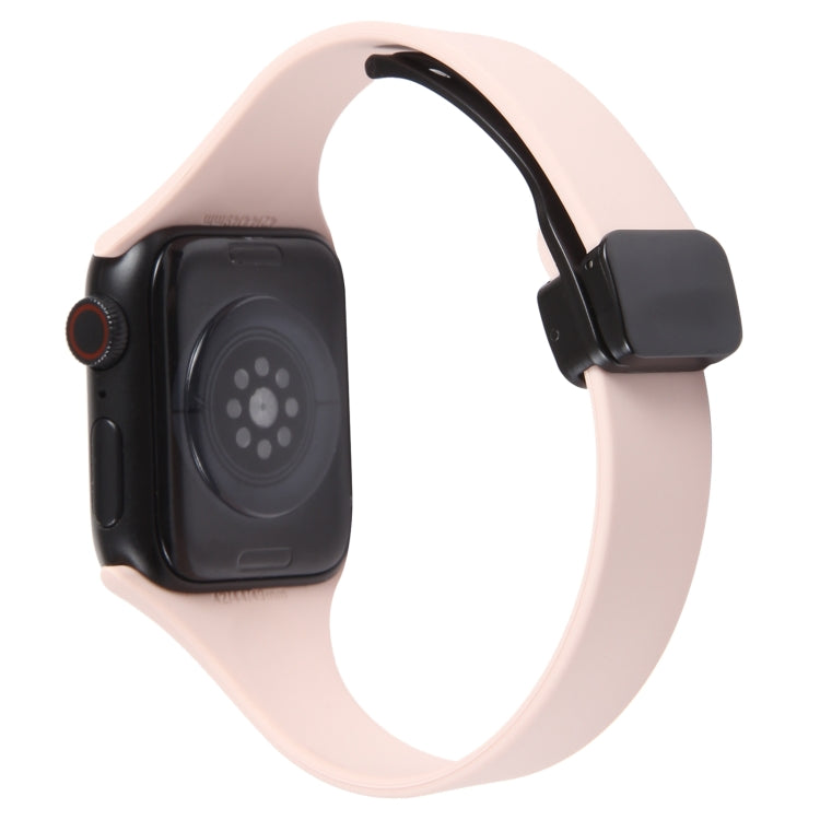 For Apple Watch 38mm Magnetic Buckle Slim Silicone Watch Band(Pink) - Watch Bands by PMC Jewellery | Online Shopping South Africa | PMC Jewellery