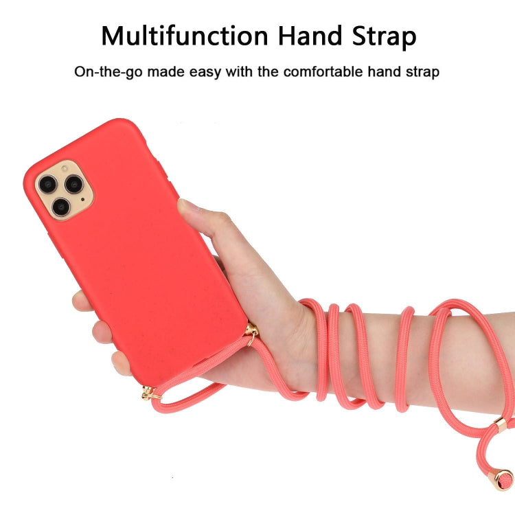 For iPhone 15 Pro Max Wheat Straw Material + TPU Phone Case with Lanyard(Red) - free shipping - PMC TechLife - Order now!