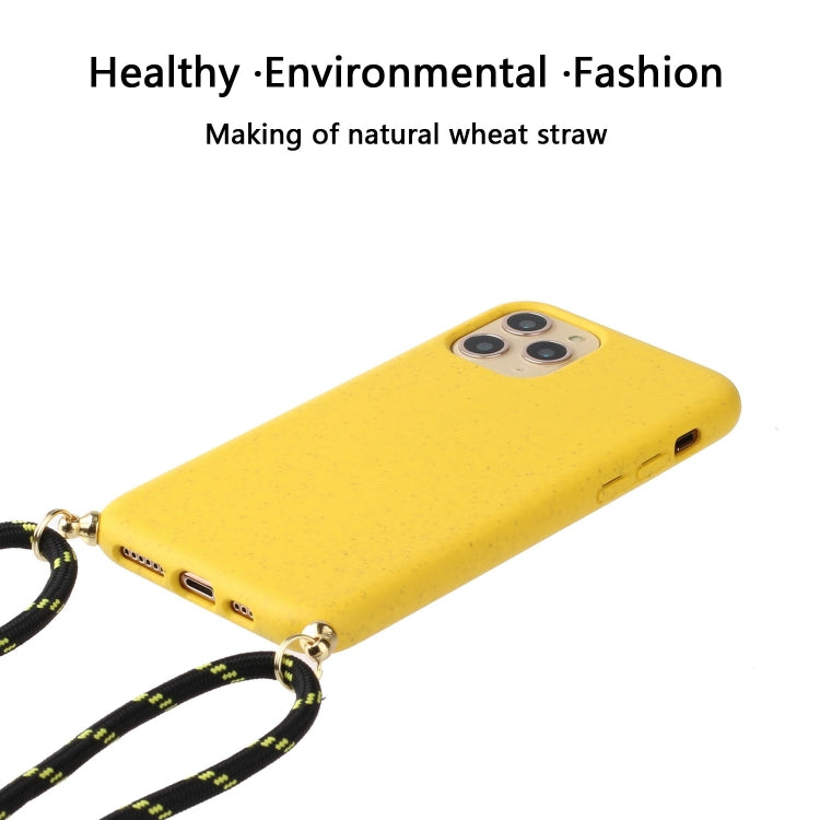 For iPhone 15 Pro Wheat Straw Material + TPU Phone Case with Lanyard(Yellow) - free shipping - PMC TechLife - Order now!