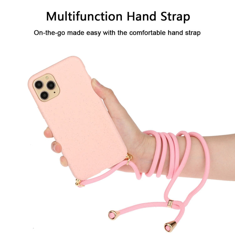 For iPhone 15 Pro Wheat Straw Material + TPU Phone Case with Lanyard(Pink) - iPhone 15 Pro Cases by PMC Jewellery | Online Shopping South Africa | PMC Jewellery