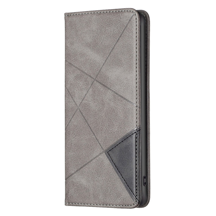 For iPhone 15 Rhombus Texture Magnetic Leather Phone Case(Grey) - iPhone 15 Cases by PMC TechLife | Online Shopping South Africa | PMC TechLife | Buy Now Pay Later Mobicred