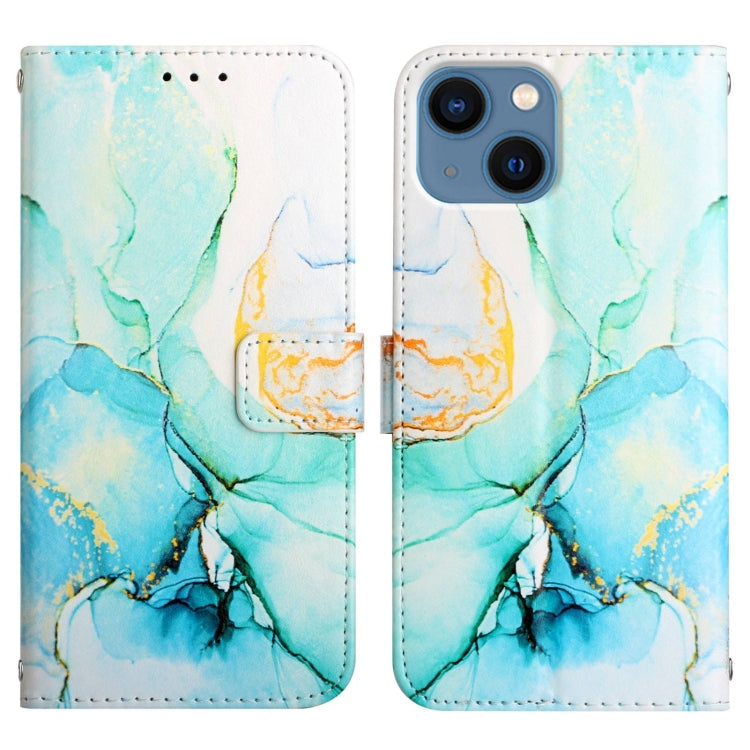 For iPhone 15 Plus PT003 Marble Pattern Flip Leather Phone Case(Green) - free shipping - PMC TechLife - Order now!