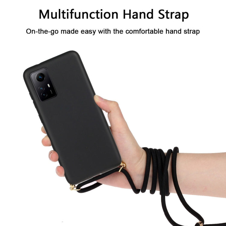 For Xiaomi Redmi Note 12S Wheat Straw Material + TPU Phone Case with Lanyard(Black) - Xiaomi Cases by PMC Jewellery | Online Shopping South Africa | PMC Jewellery