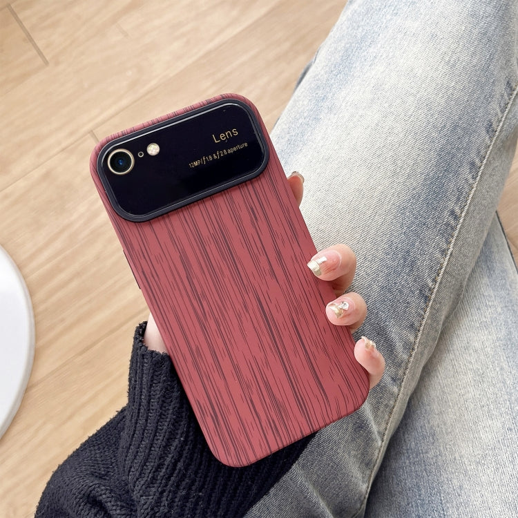 For iPhone SE 2022 / 2020 / 8 / 7 Wood Grain TPU Phone Case with Lens Film(Red) - iPhone SE 2022 / 2020 / 8 / 7 Cases by PMC Jewellery | Online Shopping South Africa | PMC Jewellery