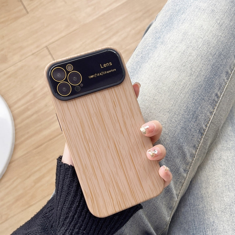 For iPhone 12 Pro Max Wood Grain TPU Phone Case with Lens Film(Khaki) - iPhone 12 Pro Max Cases by PMC Jewellery | Online Shopping South Africa | PMC Jewellery