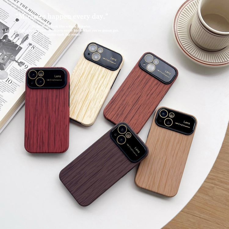 For iPhone 14 Wood Grain TPU Phone Case with Lens Film(Brown) - iPhone 14 Cases by PMC TechLife | Online Shopping South Africa | PMC TechLife