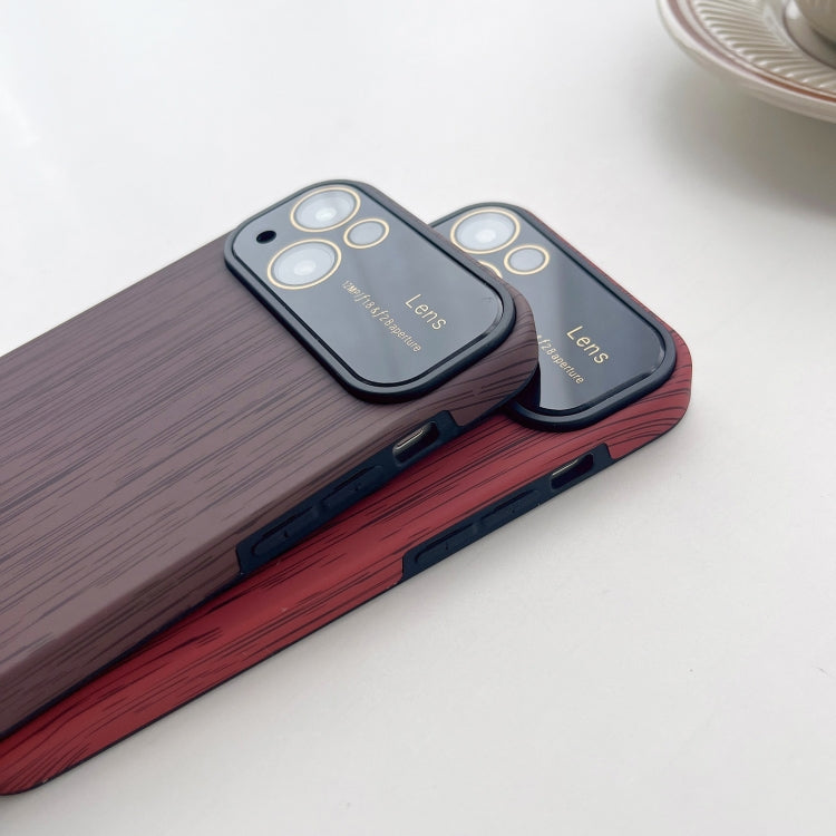 For iPhone 14 Plus Wood Grain TPU Phone Case with Lens Film(Red) - iPhone 14 Plus Cases by PMC Jewellery | Online Shopping South Africa | PMC Jewellery