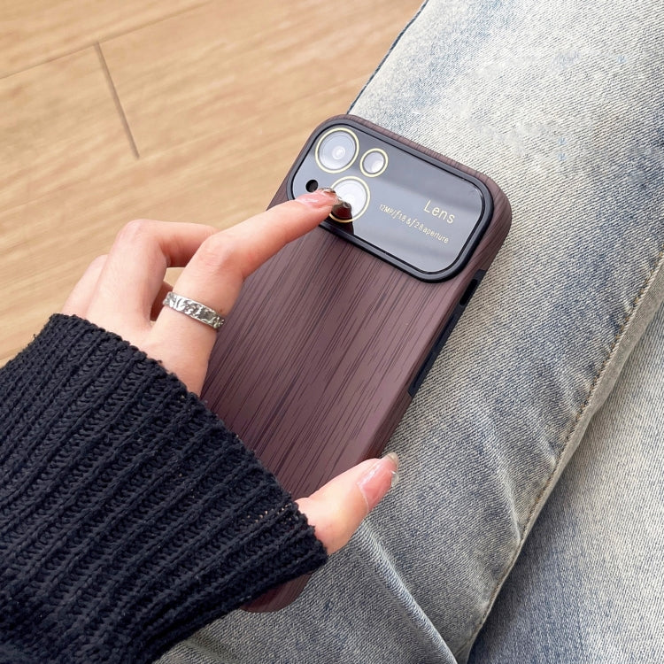 For iPhone 14 Pro Max Wood Grain TPU Phone Case with Lens Film(Beige) - iPhone 14 Pro Max Cases by PMC TechLife | Online Shopping South Africa | PMC TechLife