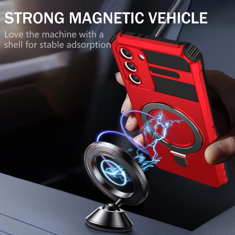 For Samsung Galaxy S21+ 5G MagSafe Magnetic Holder Phone Case(Red) - Galaxy S21+ 5G Cases by PMC TechLife | Online Shopping South Africa | PMC TechLife | Buy Now Pay Later Mobicred