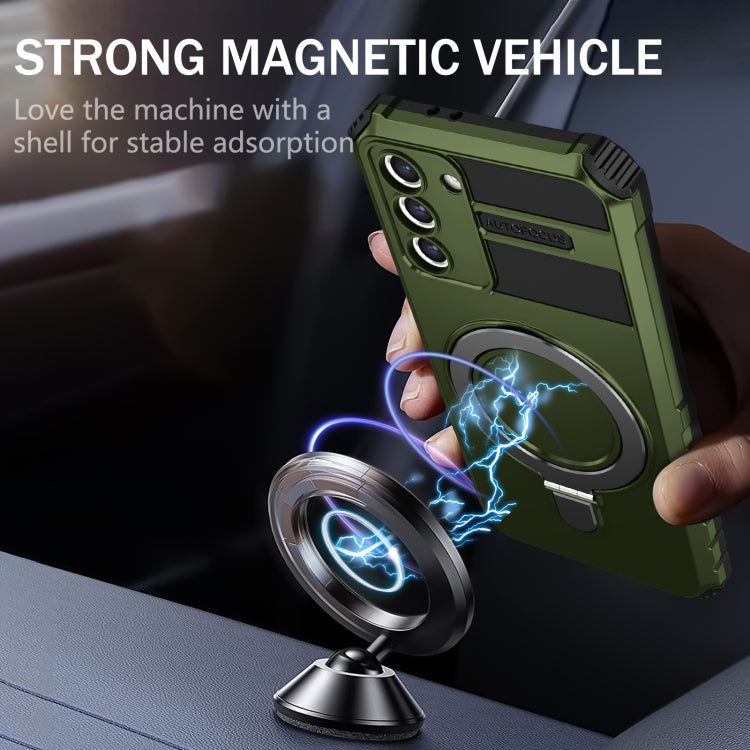 For Samsung Galaxy S21+ 5G MagSafe Magnetic Holder Phone Case(Green) - Galaxy S21+ 5G Cases by PMC TechLife | Online Shopping South Africa | PMC TechLife