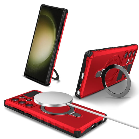 For Samsung Galaxy S23 Ultra 5G MagSafe Magnetic Holder Phone Case(Red) - Galaxy S23 Ultra 5G Cases by PMC Jewellery | Online Shopping South Africa | PMC Jewellery