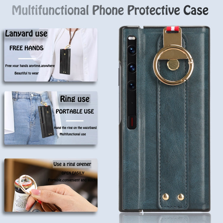 For Huawei Mate Xs 2 Wristband Leather Back Phone Case(Blue) - free shipping - PMC TechLife - Order now!