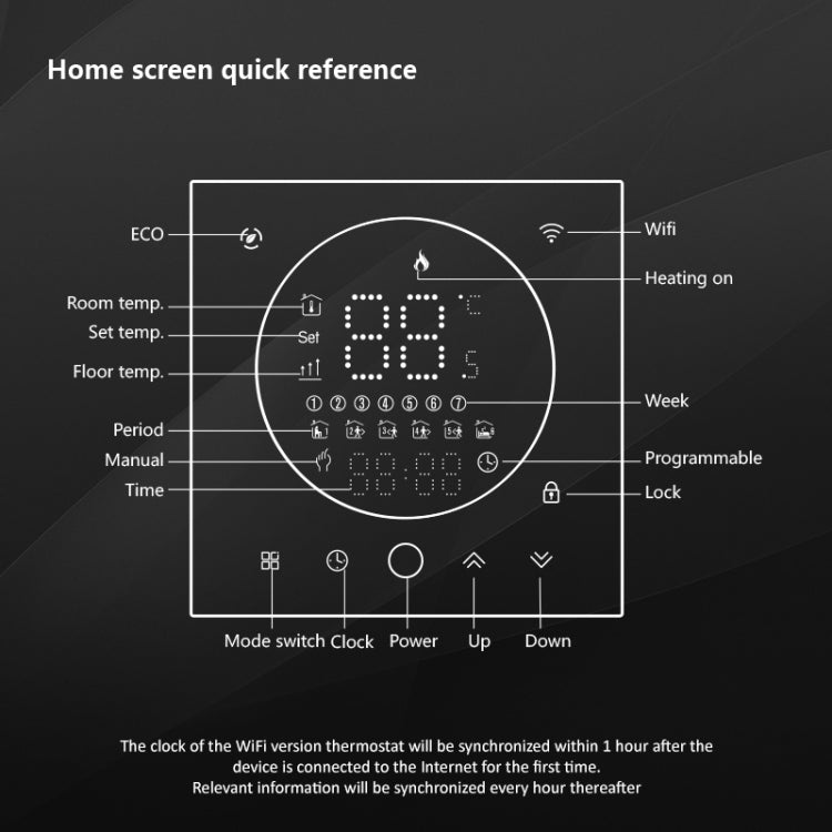 BHT-008GALW 95-240V AC 5A Smart Home Water Heating LED Thermostat With WiFi(Black) - Thermostat & Thermometer by PMC Jewellery | Online Shopping South Africa | PMC Jewellery