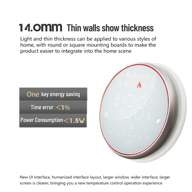 BHT-6001GBLW 95-240V AC 16A Smart Round Thermostat Electric Heating LED Thermostat With WiFi(Black) - Thermostat & Thermometer by PMC Jewellery | Online Shopping South Africa | PMC Jewellery