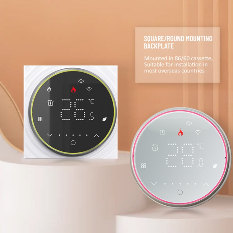 BHT-6001GCLW 95-240V AC 5A Smart Round Thermostat Boiler Heating LED Thermostat With WiFi(White) - Thermostat & Thermometer by PMC Jewellery | Online Shopping South Africa | PMC Jewellery