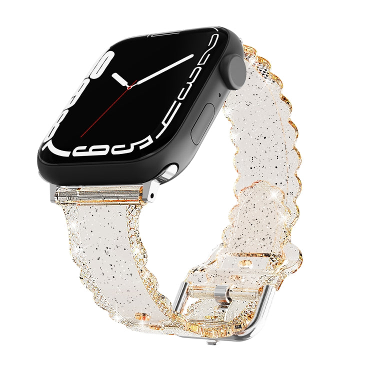 For Apple Watch 4 40mm Diamond Texture Lace Clear TPU Watch Band(Gold) - Watch Bands by PMC TechLife | Online Shopping South Africa | PMC TechLife