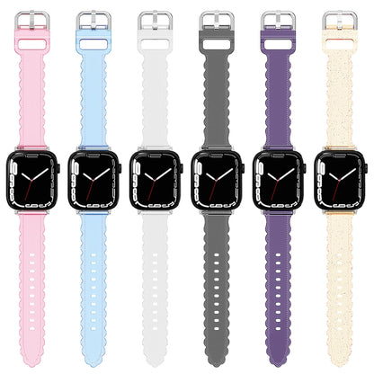 For Apple Watch 5 40mm Diamond Texture Lace Clear TPU Watch Band(Purple) - Watch Bands by PMC Jewellery | Online Shopping South Africa | PMC Jewellery