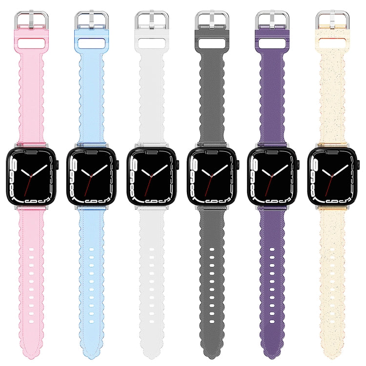 For Apple Watch 4 40mm Diamond Texture Lace Clear TPU Watch Band(Pink) - Watch Bands by PMC Jewellery | Online Shopping South Africa | PMC Jewellery