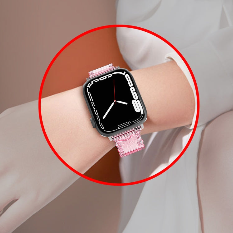 For Apple Watch SE 44mm Diamond Texture Lace Clear TPU Watch Band(Black) - Watch Bands by PMC Jewellery | Online Shopping South Africa | PMC Jewellery