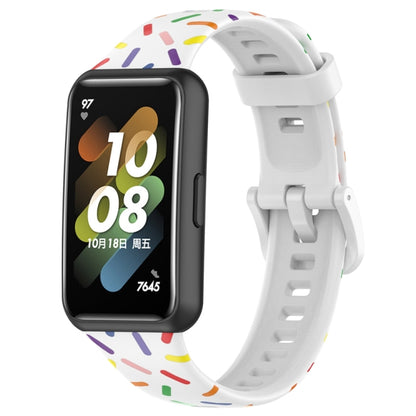 For Huawei Band 7 Sports Rainbow Dots Silicone Watch Band(White) - Watch Bands by PMC Jewellery | Online Shopping South Africa | PMC Jewellery