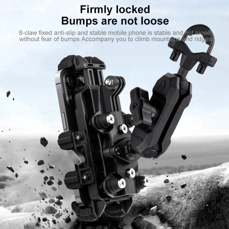 MOTOSLG Crab Motorcycle Phone Clamp Bracket O-Type Rear Mirror Mount(Black) - Holder by MOTOLSG | Online Shopping South Africa | PMC TechLife | Buy Now Pay Later Mobicred