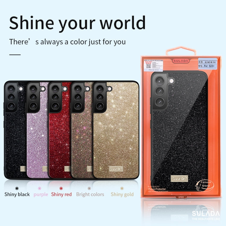 For Samsung Galaxy S23 Ultra 5G SULADA Glittery TPU + Handmade Leather Phone Case(Black) - Galaxy S23 Ultra 5G Cases by SULADA | Online Shopping South Africa | PMC Jewellery