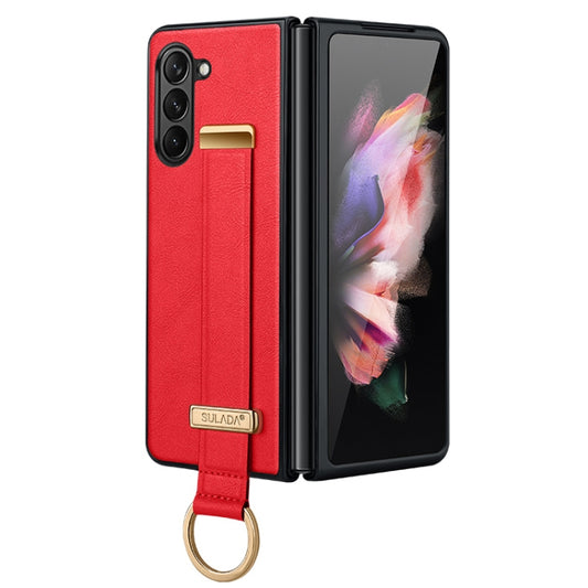 For Samsung Galaxy Z Fold5 SULADA PC + Leather Texture Skin Feel Shockproof Phone Case(Red) - Galaxy Z Fold5 Cases by SULADA | Online Shopping South Africa | PMC Jewellery