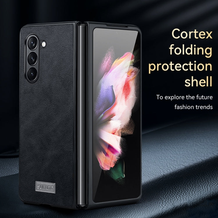 For Samsung Galaxy Z Fold5 SULADA Shockproof TPU + Handmade Leather Phone Case(Blue) - Galaxy Z Fold5 Cases by SULADA | Online Shopping South Africa | PMC TechLife