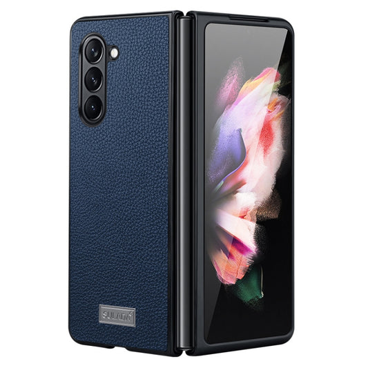 For Samsung Galaxy Z Fold5 SULADA Shockproof TPU + Litchi Texture Leather Phone Case(Blue) - Galaxy Z Fold5 Cases by SULADA | Online Shopping South Africa | PMC Jewellery
