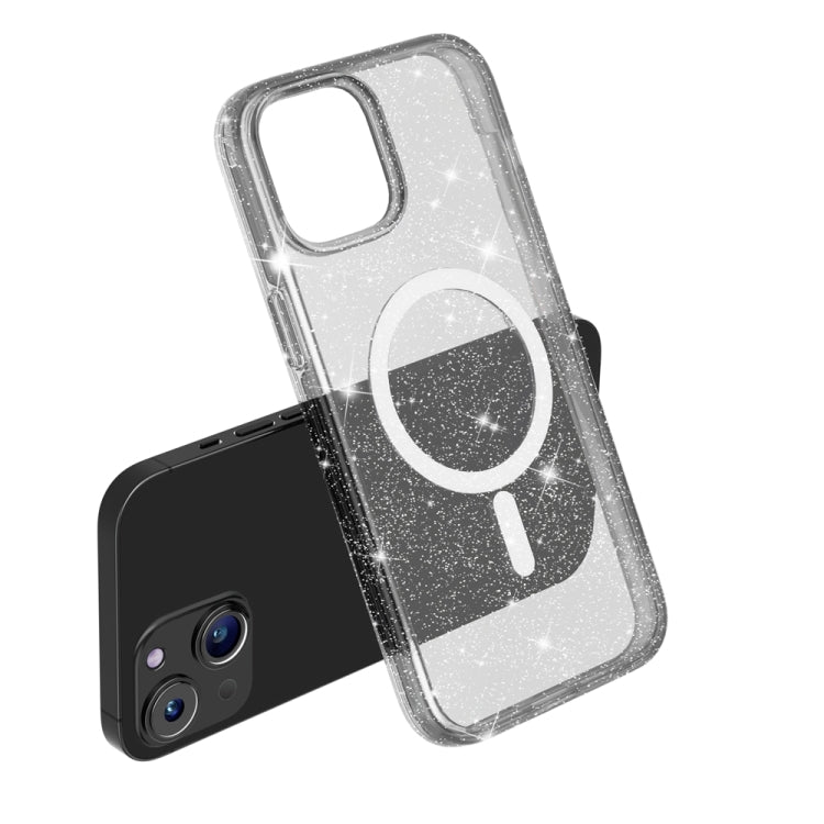 For iPhone 15 Terminator Style Glitter Powder MagSafe Magnetic Phone Case(Black) - iPhone 15 Cases by PMC Jewellery | Online Shopping South Africa | PMC Jewellery