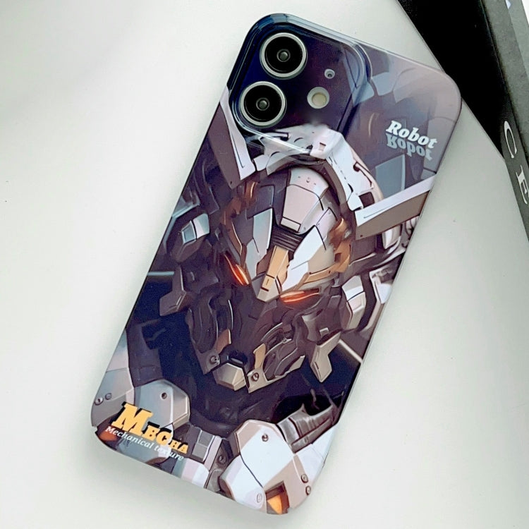 For iPhone 12 Painted Pattern Precise Hole PC Phone Case(Grey Robot) - iPhone 12 / 12 Pro Cases by PMC TechLife | Online Shopping South Africa | PMC TechLife