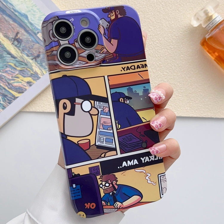 For iPhone 12 Pro Painted Pattern Precise Hole PC Phone Case(Working Comics) - iPhone 12 / 12 Pro Cases by PMC TechLife | Online Shopping South Africa | PMC TechLife