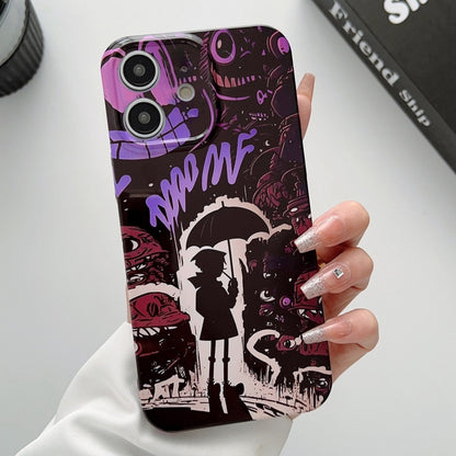 For iPhone 11 Painted Pattern Precise Hole PC Phone Case(Black Purple Umbrella Boy) - iPhone 11 Cases by PMC Jewellery | Online Shopping South Africa | PMC Jewellery