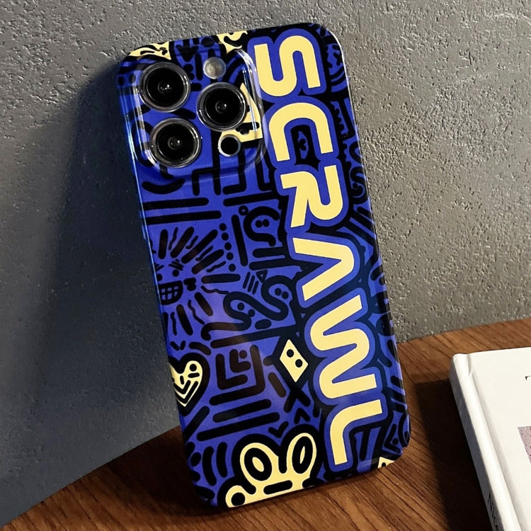 For iPhone 11 Pro Painted Pattern Precise Hole PC Phone Case(Blue SCR) - iPhone 11 Pro Cases by PMC TechLife | Online Shopping South Africa | PMC TechLife