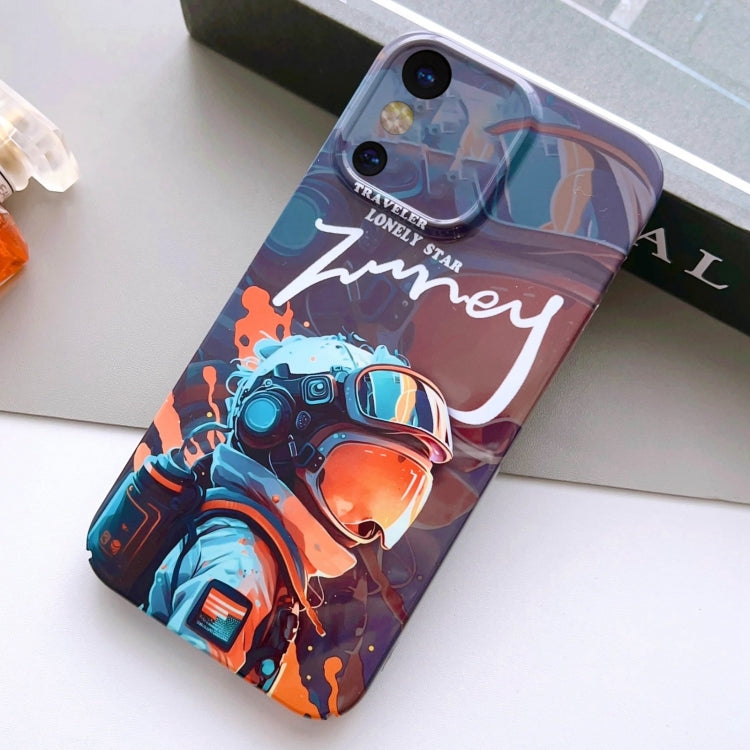 For iPhone X / XS Painted Pattern Precise Hole PC Phone Case(Orange Paint Astronaut) - More iPhone Cases by PMC TechLife | Online Shopping South Africa | PMC TechLife