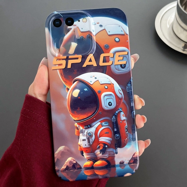 For iPhone 8 Plus / 7 Plus Painted Pattern Precise Hole PC Phone Case(Orange Astronaut) - More iPhone Cases by PMC Jewellery | Online Shopping South Africa | PMC Jewellery