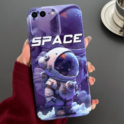 For iPhone 8 Plus / 7 Plus Painted Pattern Precise Hole PC Phone Case(Purple Astronaut) - More iPhone Cases by PMC Jewellery | Online Shopping South Africa | PMC Jewellery