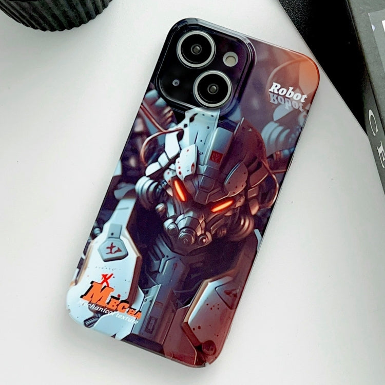 For iPhone 15 Plus Painted Pattern Precise Hole PC Phone Case(Orange Robot) - iPhone 15 Plus Cases by PMC TechLife | Online Shopping South Africa | PMC TechLife