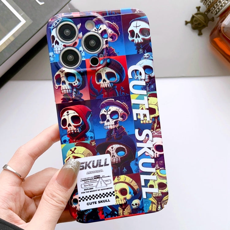 For iPhone 15 Pro Max Painted Pattern Precise Hole PC Phone Case(Cute Skull) - iPhone 15 Pro Max Cases by PMC Jewellery | Online Shopping South Africa | PMC Jewellery