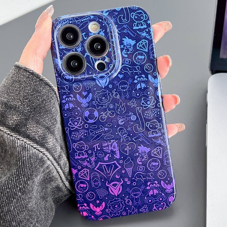 For iPhone 15 Pro Max Painted Pattern Precise Hole PC Phone Case(Red Blue Graffiti) - iPhone 15 Pro Max Cases by PMC TechLife | Online Shopping South Africa | PMC TechLife