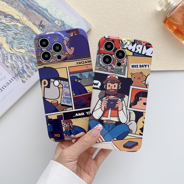 For iPhone 11 Pro Painted Pattern Precise Hole PC Phone Case(Purple Comics) - iPhone 11 Pro Cases by PMC Jewellery | Online Shopping South Africa | PMC Jewellery