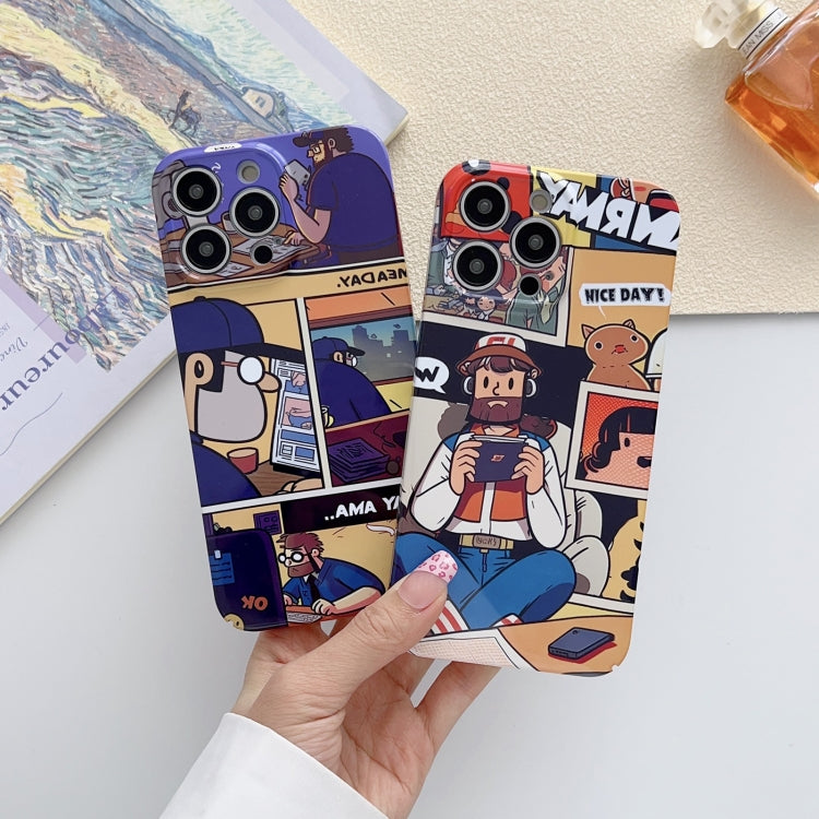 For iPhone 12 Pro Max Painted Pattern Precise Hole PC Phone Case(Purple Astronaut) - iPhone 12 Pro Max Cases by PMC TechLife | Online Shopping South Africa | PMC TechLife