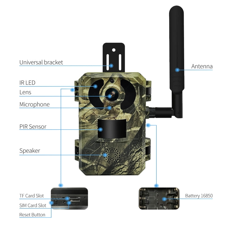 ESCAM QF380 4MP Network Solar PIR Alert Smart Wildlife Hunting Camera, 4G:EU Version(Camouflage) - Hunting Cameras by ESCAM | Online Shopping South Africa | PMC Jewellery | Buy Now Pay Later Mobicred